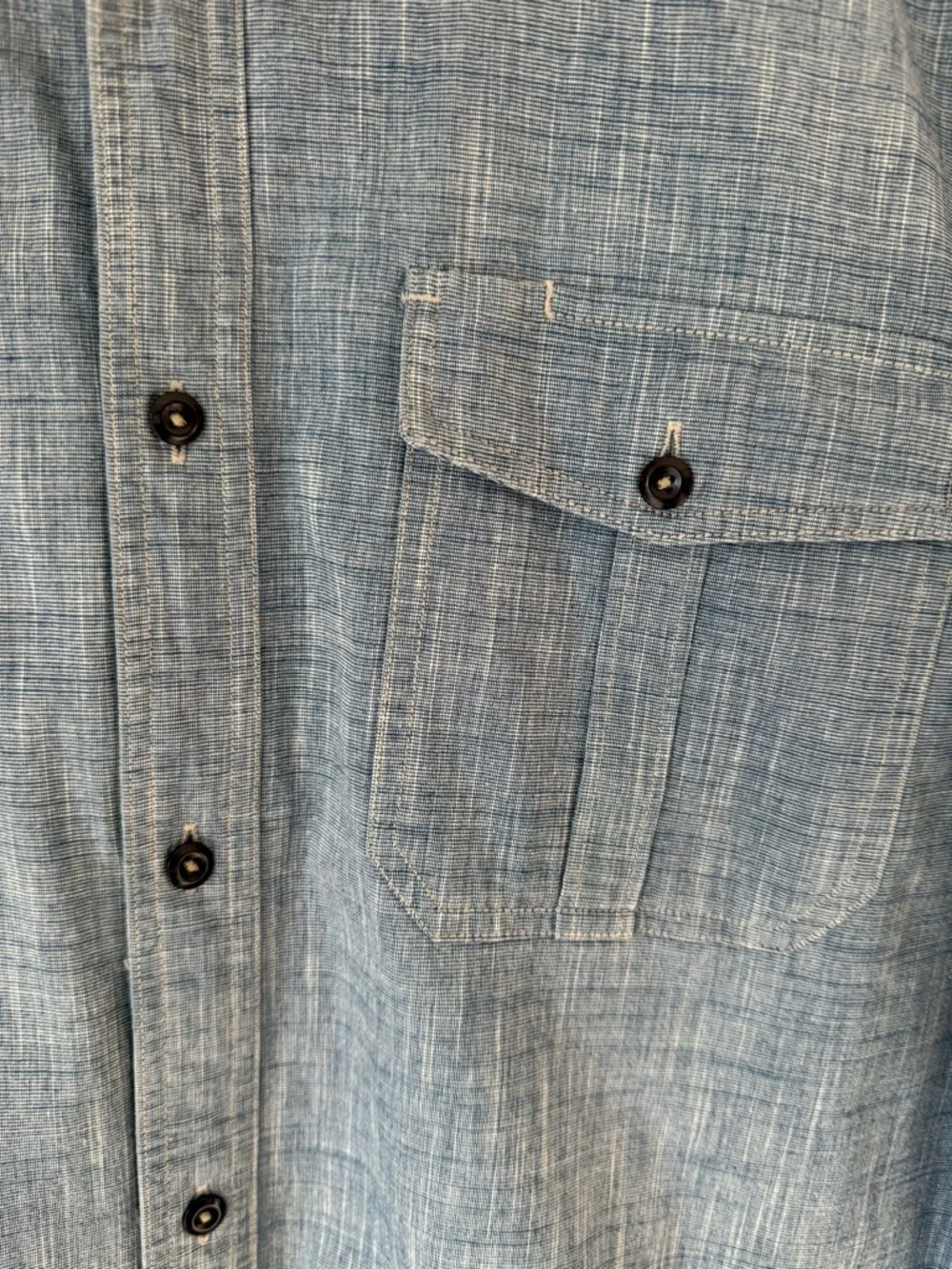 Banana Republic Light‎ Blue Striped Utility Shirt 16-16 1/2. 100% Cotton